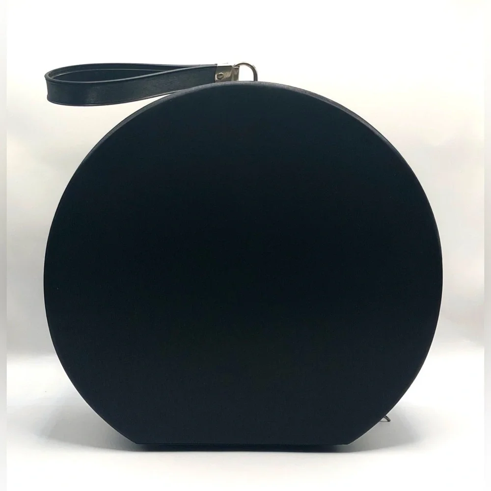 Sleek Vintage Round Zippered Cosmetic Travel Case - Picture 1 of 16